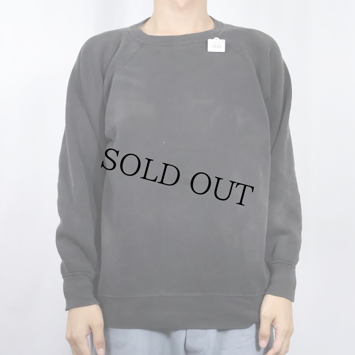 画像2: 60's 脇下三角ガゼット 無地 ラグランスウェット BLACK (2)