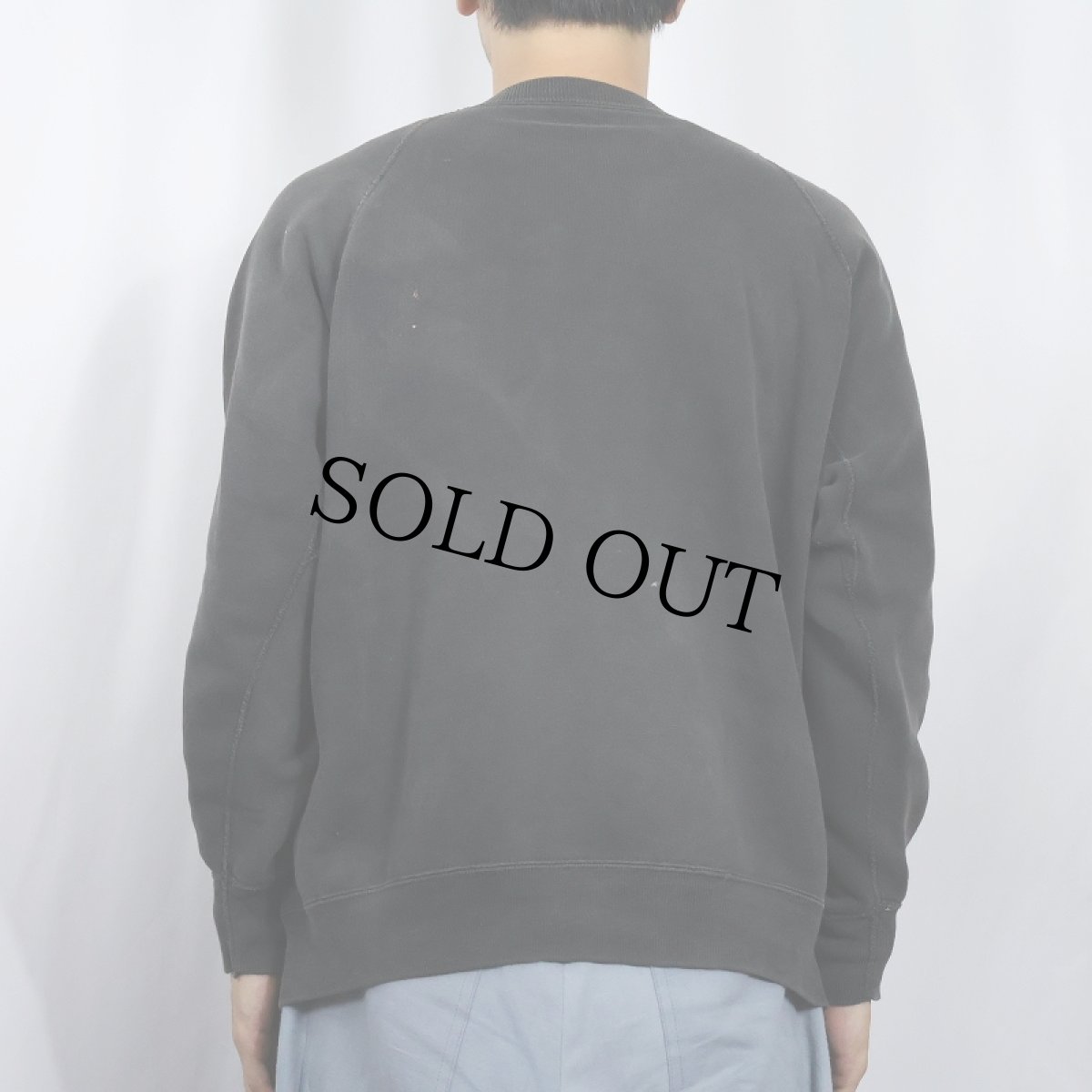 画像3: 60's 脇下三角ガゼット 無地 ラグランスウェット BLACK (3)