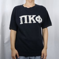 画像2: 60's HANES SPORT "ΠKΦ" フロッキープリント 半袖ラグランスウェット BLACK XL (2)
