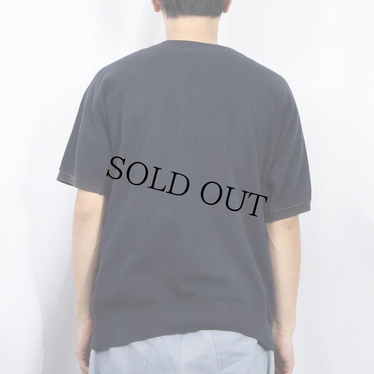 画像3: 60's HANES SPORT "ΠKΦ" フロッキープリント 半袖ラグランスウェット BLACK XL (3)