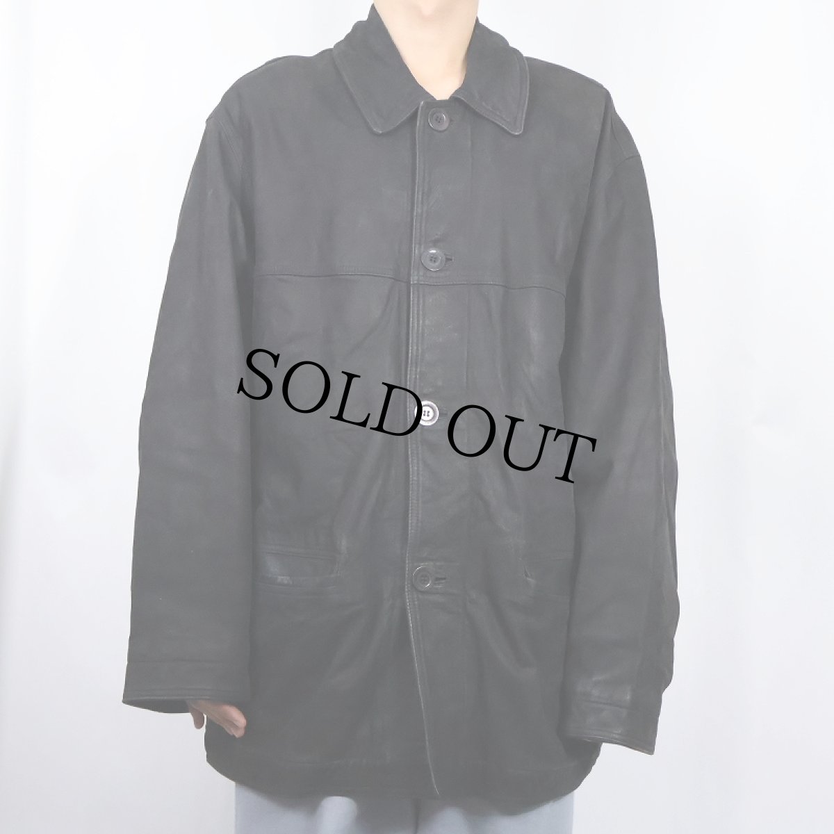 画像2: Yves Saint-Laurent pour homme ITALY製 レザーハーフコート BLACK SIZE52 (2)