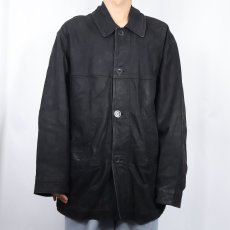 画像2: Yves Saint-Laurent pour homme ITALY製 レザーハーフコート BLACK SIZE52 (2)