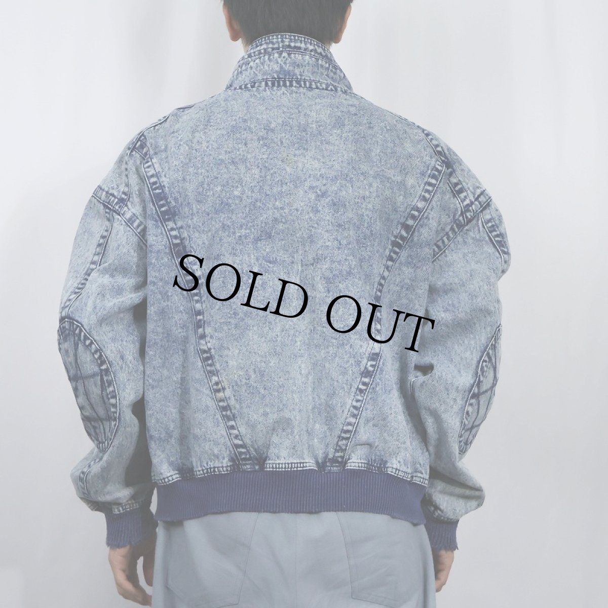 画像3: 90's NIKE CHALLENGE COURT ロゴ刺繍 エルボーパッチ付き ケミカルウォッシュ デニムジップジャケット L (3)