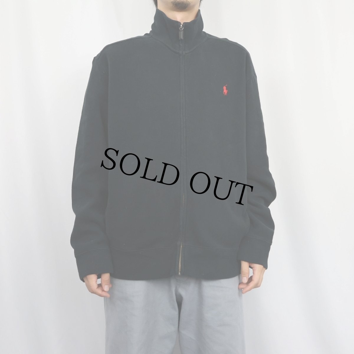 画像2: POLO Ralph Lauren フルジップ コットンリブニットセーター BLACK L (2)