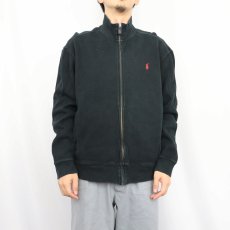 画像2: POLO Ralph Lauren フルジップ コットンリブニットセーター BLACK L (2)