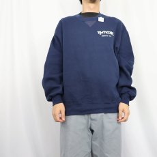 画像2: 90's〜 RUSSELL ATHLETIC USA製 前V プリントスウェット NAVY L (2)