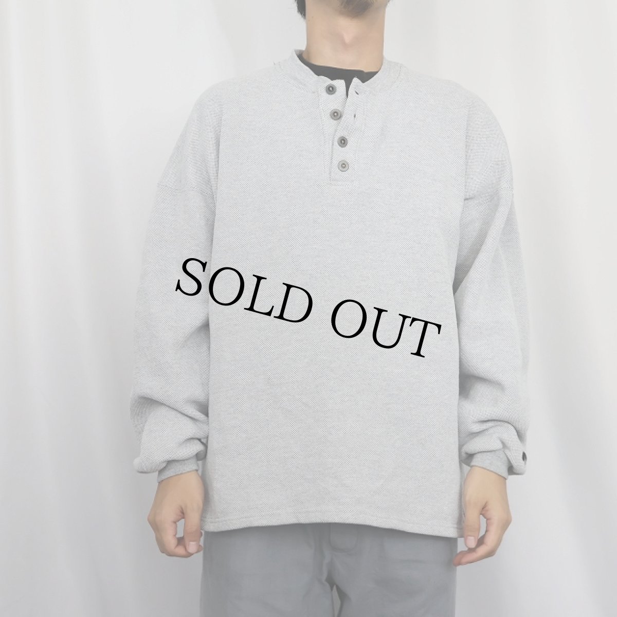 画像2: 90's RUSSELL ATHLETIC USA製 ヘンリーネック 鹿の子スウェット L (2)