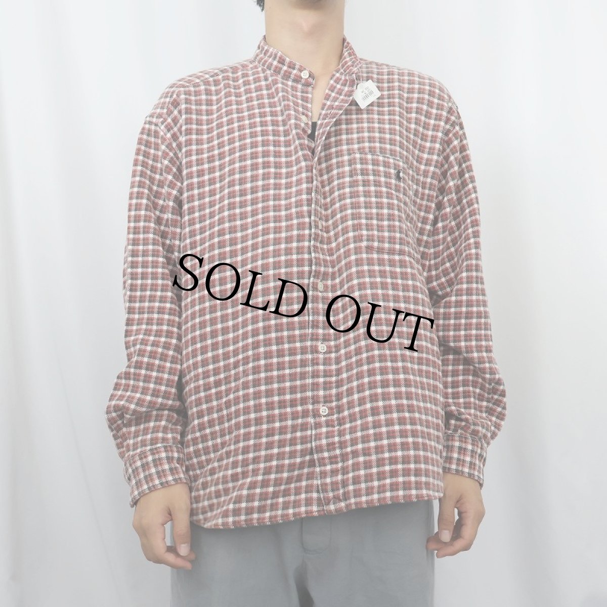 画像2: 90's〜 RALPH LAUREN SPORTSMAN チェック柄 バンドカラー ヘビーネルシャツ (2)