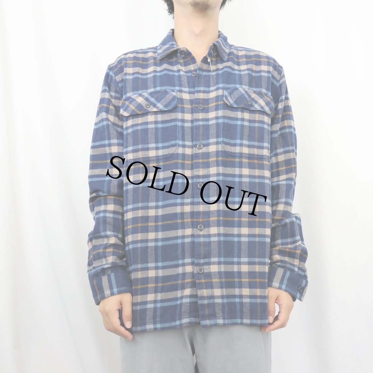 画像2: 2020AW Patagonia "ORGANIC COTTON" チェック柄 ヘビーネルシャツ NAVY M (2)