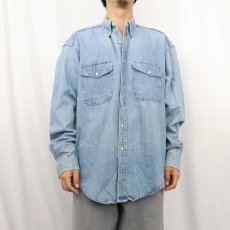画像2: 90's GAP DENIM デニムボタンダウンシャツ L (2)