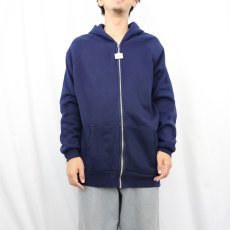画像2: 70〜80's 裏サーマル ラグランスウェットジップパーカー NAVY (2)
