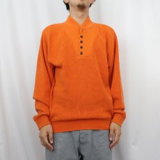 画像2: 90's LANDS' END USA製 ヘンリーネック コットンニットセーター M (2)