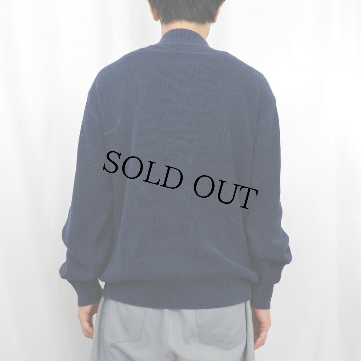 画像3: 80〜90's L.L.Bean USA製 ヘンリーネック コットンニットセーター NAVY L (3)