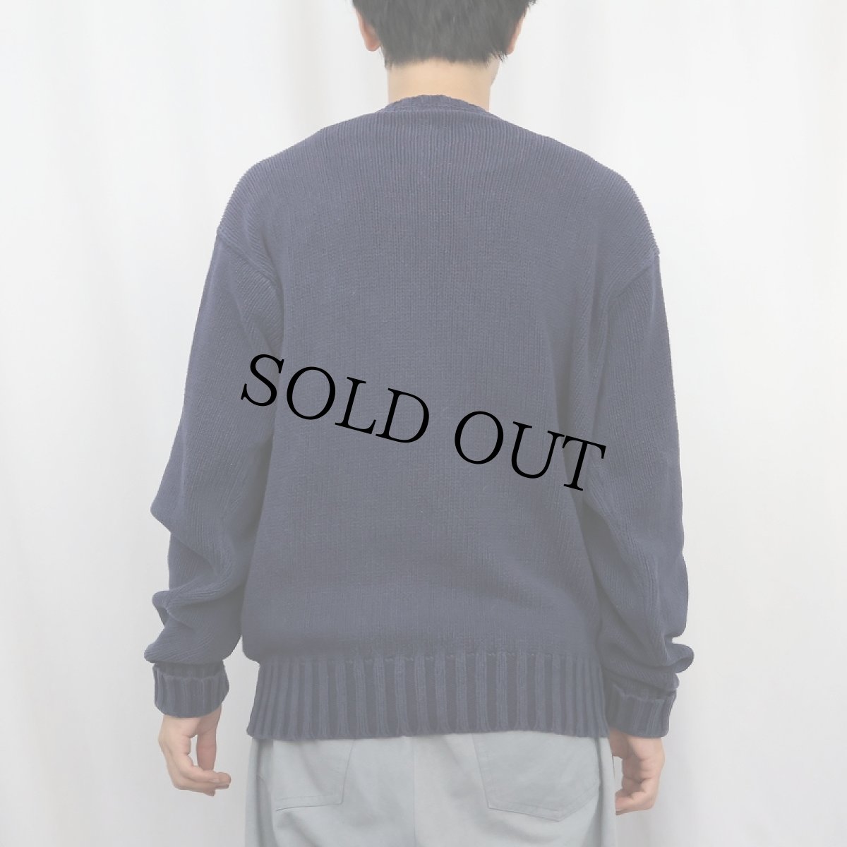 画像3: POLO Ralph Lauren Vネック コットンニットセーター NAVY M (3)
