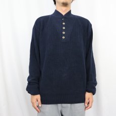 画像2: 80's L.L.Bean USA製 ヘンリーネック コットンニットセーター NAVY M (2)