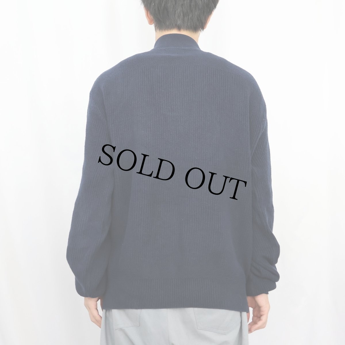 画像3: 80's L.L.Bean USA製 ヘンリーネック コットンニットセーター NAVY M (3)