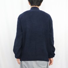 画像3: 80's L.L.Bean USA製 ヘンリーネック コットンニットセーター NAVY M (3)