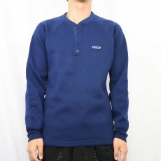 画像2: 80's Patagonia USA製 "capilene" デカタグ ヘンリーネック ラグランフリースロンT NAVY M (2)