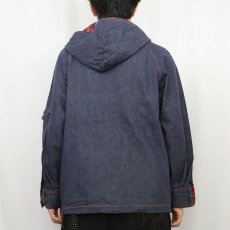 画像3: 80's〜 バットダイデニムパーカー L (3)