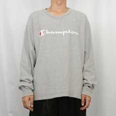画像2: 80〜90's Champion 青刺繍タグ 後期 USA製 ロゴプリントロンT XL (2)
