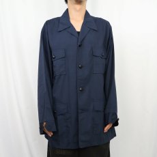画像2: 70's MONTGOMERY WARD ポリコットン サファリシャツジャケット NAVY XL (2)