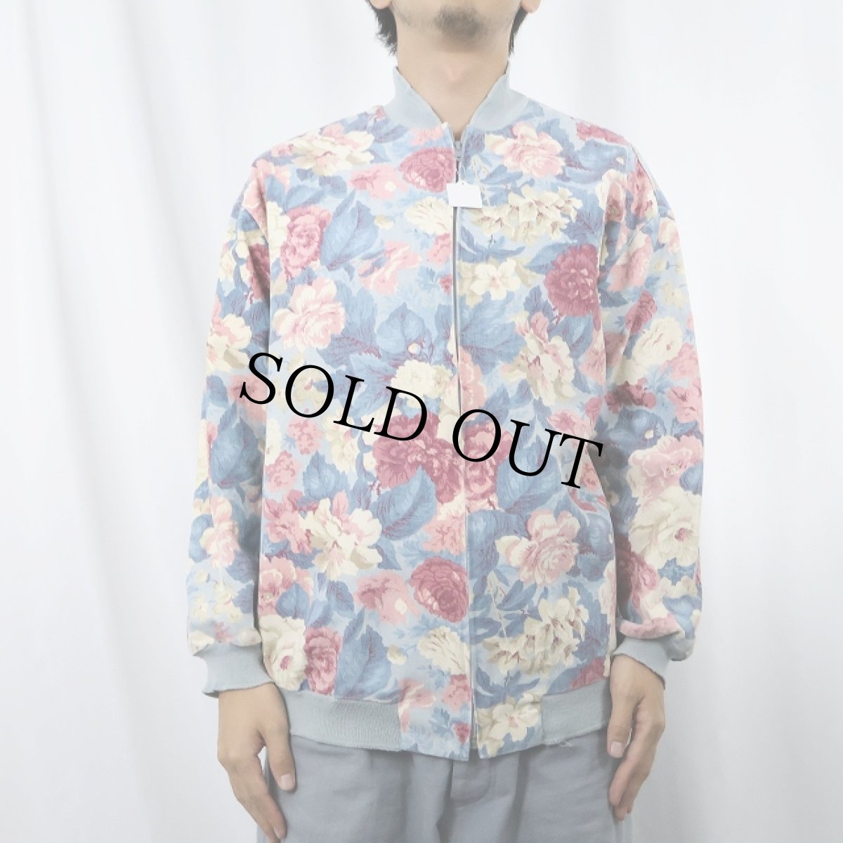 画像2: 70's〜 USA製 花柄 コットンジップジャケット M (2)
