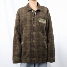 画像2: 90's〜 Coldwater Creek USA製 チェック柄 パイルフリースシャツジャケット XL (2)