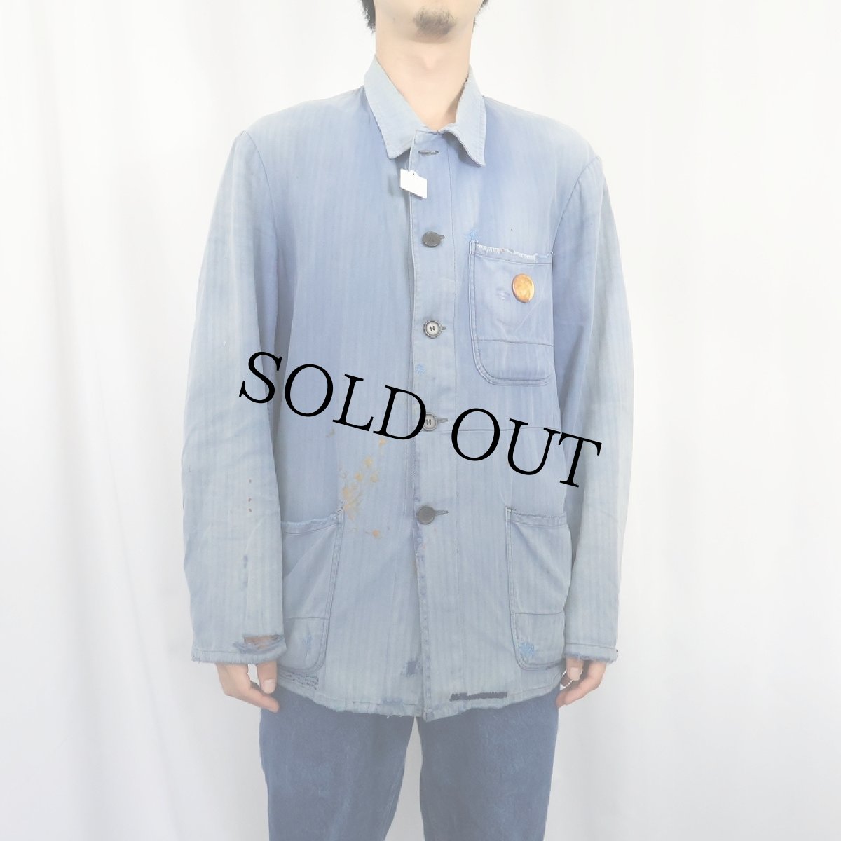 画像2: 60's〜 EURO コットンツイル ワークカバーオール (2)