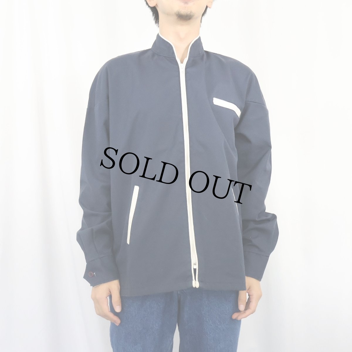 画像2: 【SALE】 70's Kmart コットンポリ ジップジャケット NAVY M (2)