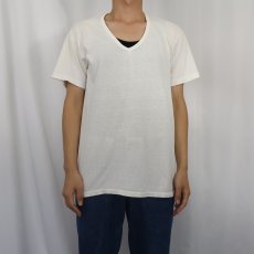 画像2: 70's Hanes USA製 無地VネックTシャツ L (2)