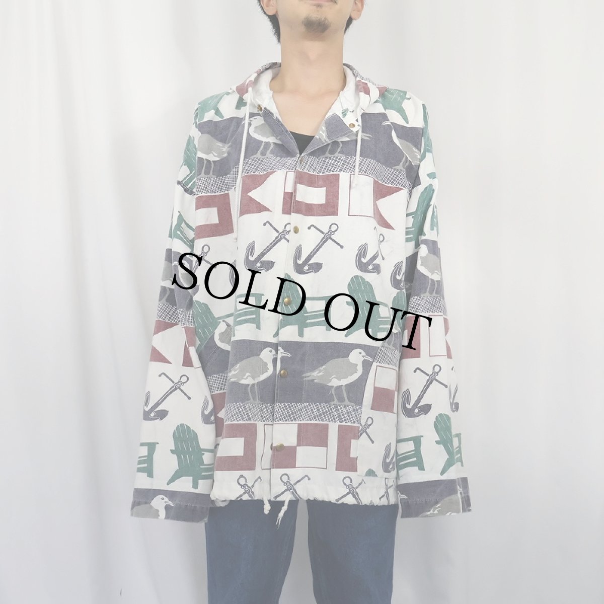 画像2: 90's MICHIGAN RAG CO. USA製 総柄 コットンパーカー XL (2)