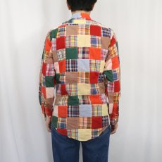 画像3: 70's GANT 3点留め チェック柄 パッチワーク プルオーバーシャツ S (3)