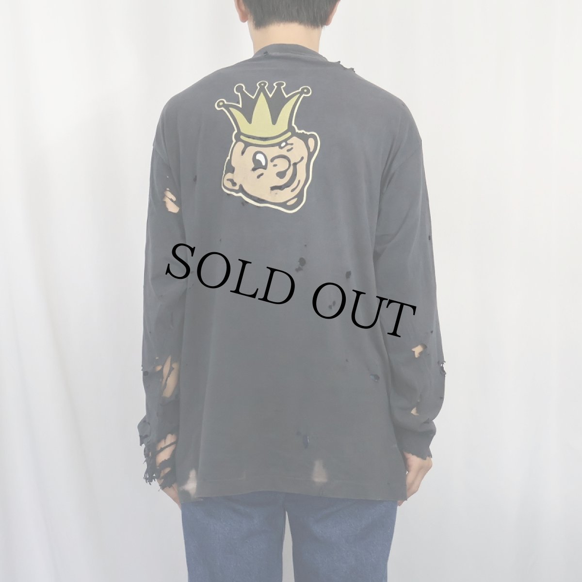 画像3: 80's STUSSY 黒タグ USA製 "Crown Pierrot" プリントロンＴ BLACK XL (3)