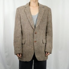 画像2: 80's Harris Tweed USA製 ヘリンボーン織り ウールツイード テーラードジャケット SIZE43R (2)