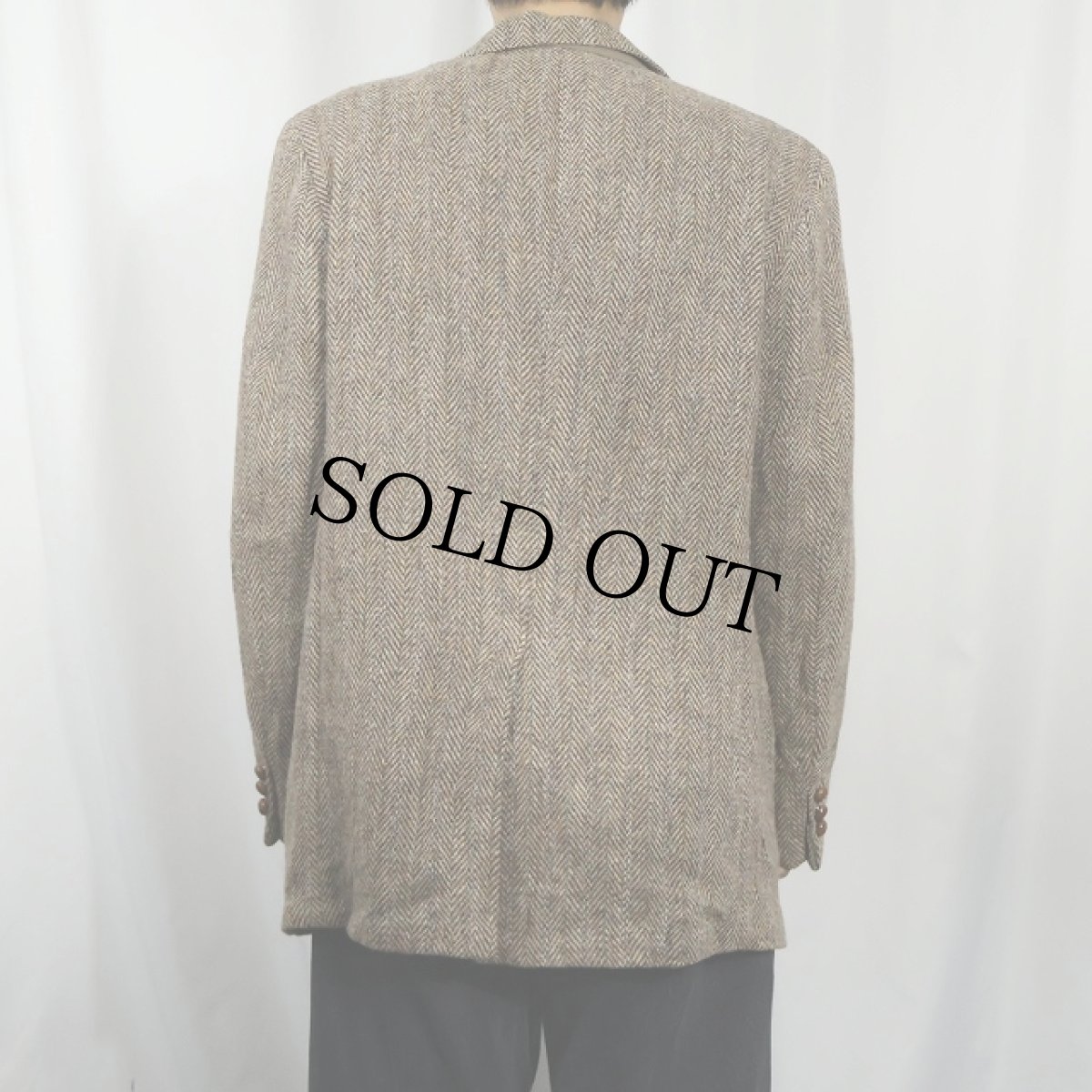 画像3: 80's Harris Tweed USA製 ヘリンボーン織り ウールツイード テーラードジャケット SIZE43R (3)