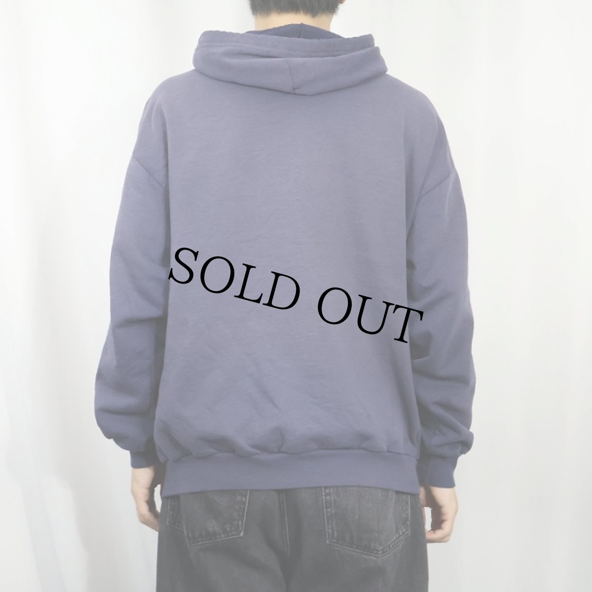 画像3: 90〜2000's JERZEES フェードスウェットジップパーカー NAVY L (3)