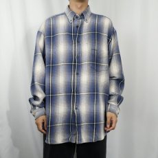 画像2: 90's GUESS JEANS オンブレーチェック柄 ヘビーネルシャツ XL (2)