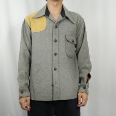 画像2: 60〜70's SHERATON エルボーパッチ付き ウールハンティングシャツ M (2)