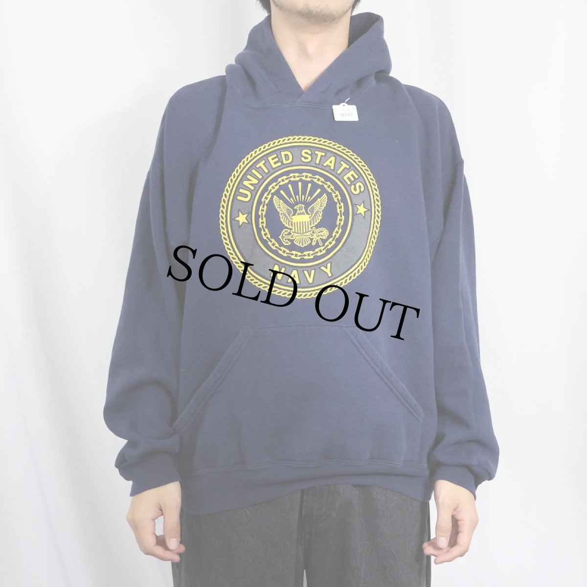 画像4: 90's SOFFE USA製 "U.S.NAVY" リフレクタープリントスウェットフーディー NAVY L (4)