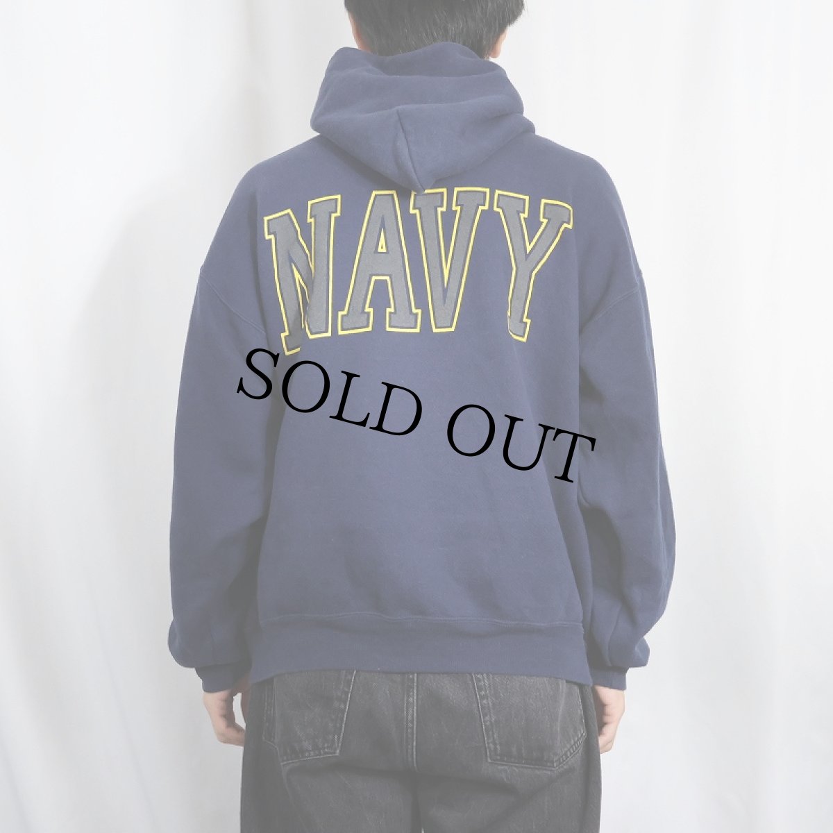 画像5: 90's SOFFE USA製 "U.S.NAVY" リフレクタープリントスウェットフーディー NAVY L (5)