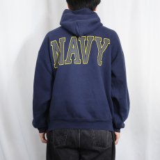 画像5: 90's SOFFE USA製 "U.S.NAVY" リフレクタープリントスウェットフーディー NAVY L (5)