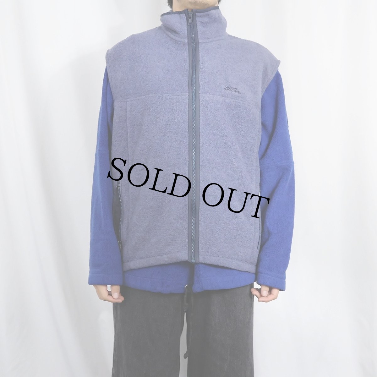 画像2: 90's L.L.Bean 筆記体ロゴ刺繍 フリースベスト  (2)