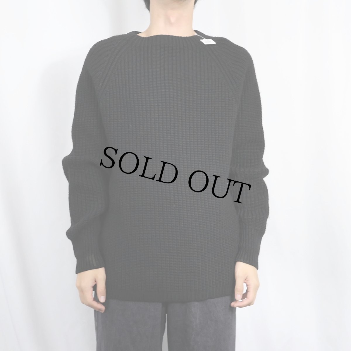 画像2: 60〜70's Bruestle ウールニットセーター BLACK (2)