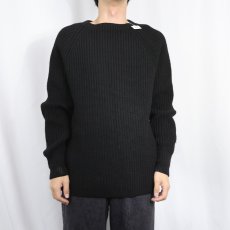 画像2: 60~70's Bruestle ウールニットセーター BLACK (2)