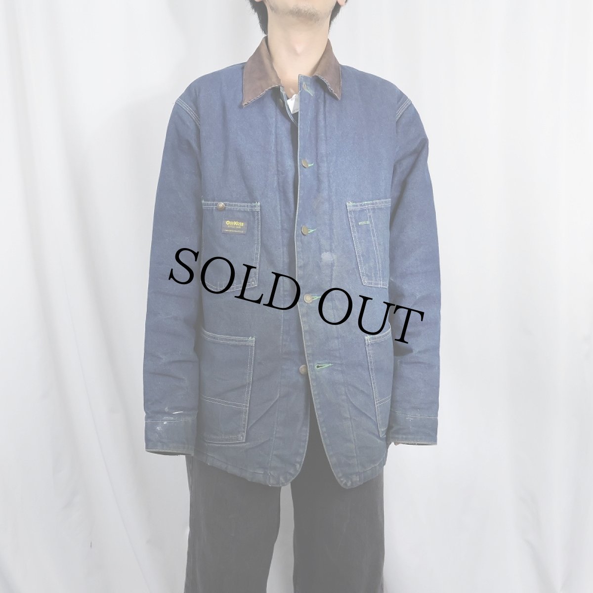 画像2: 80's OSH KOSH USA製 キルティングライナー デニムカバーオール SIZE40 (2)