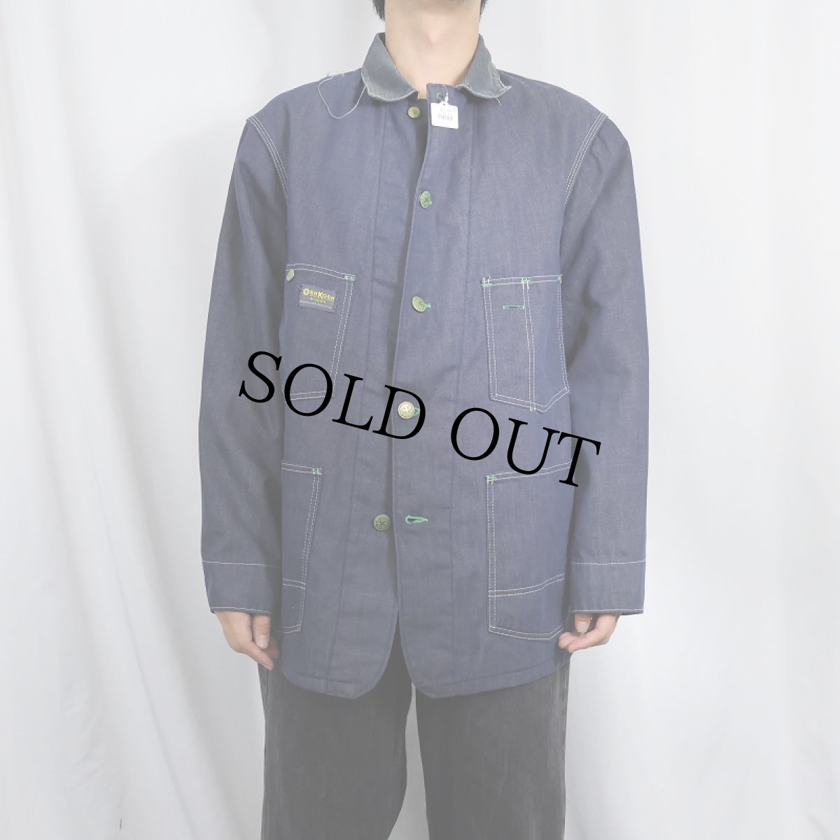 画像2: 70's OSH KOSH キルティングライナー デニムカバーオール SIZE42 (2)