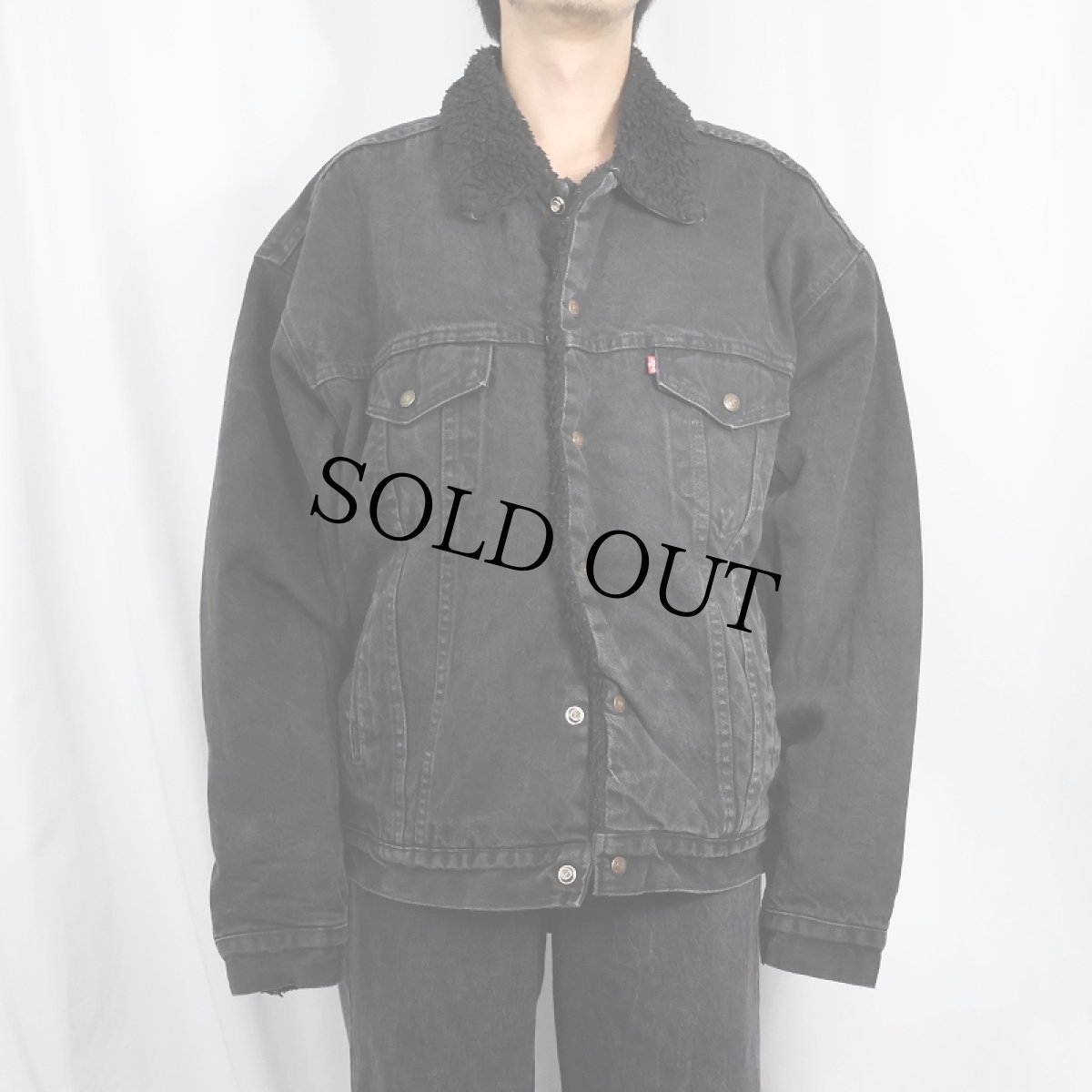 画像2: 90's Levi's 70629 USA製 ブラックデニムボアジャケット XL (2)