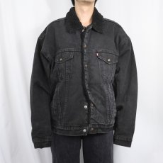 画像2: 90's Levi's 70629 USA製 ブラックデニムボアジャケット XL (2)