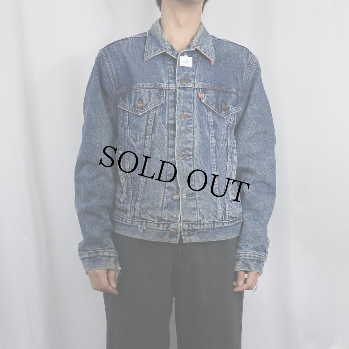 画像2: 80's Levi's 70411 USA製 チェック柄ライナー デニムジャケット L (2)