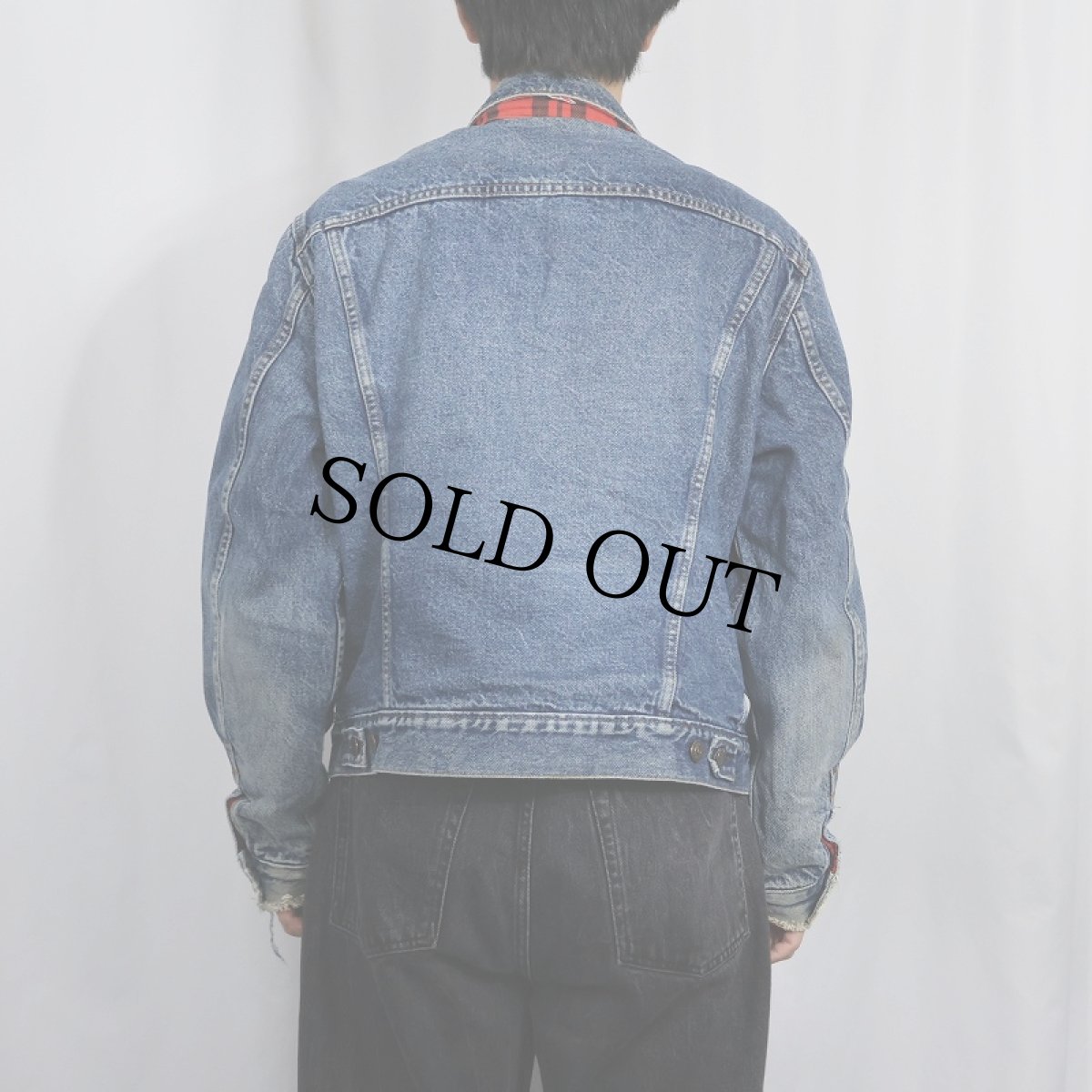 画像3: 80's Levi's 70411 USA製 チェック柄ライナー デニムジャケット L (3)